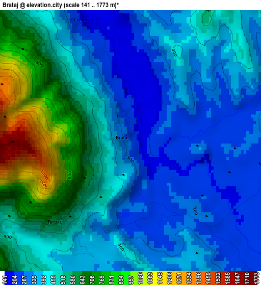 Brataj elevation map