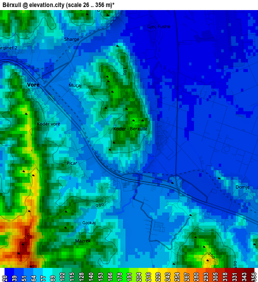 Bërxull elevation map