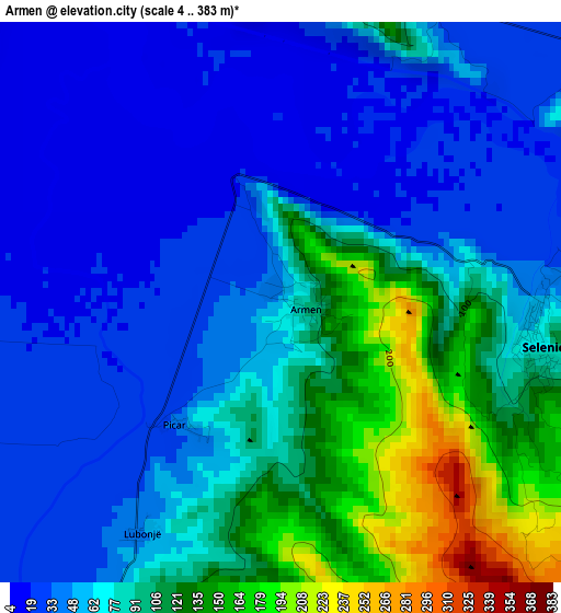 Armen elevation map