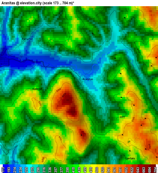 Aranitas elevation map