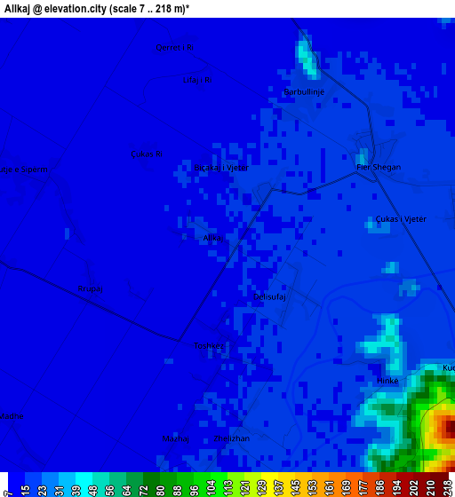 Allkaj elevation map