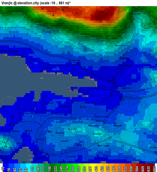 Vranjic elevation map