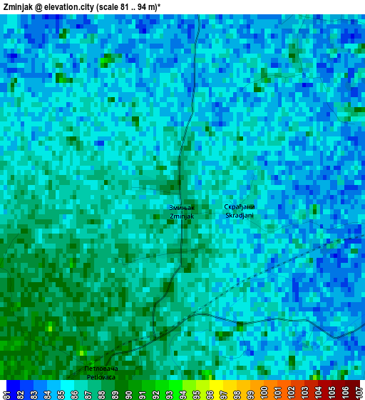 Zminjak elevation map