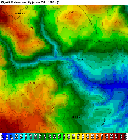 Çiçekli elevation map