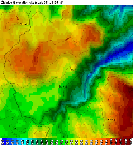 Živinice elevation map