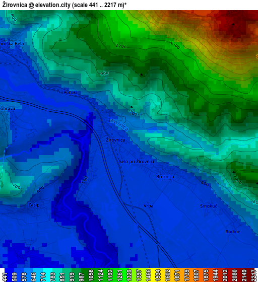 Žirovnica elevation map