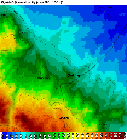 Çiçekdağı elevation map