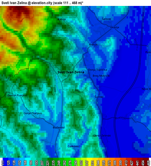 Sveti Ivan Zelina elevation map