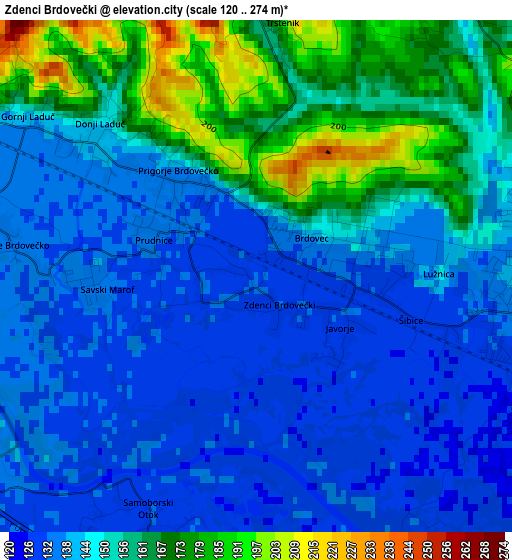 Zdenci Brdovečki elevation map