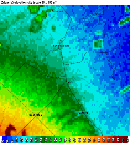 Zdenci elevation map