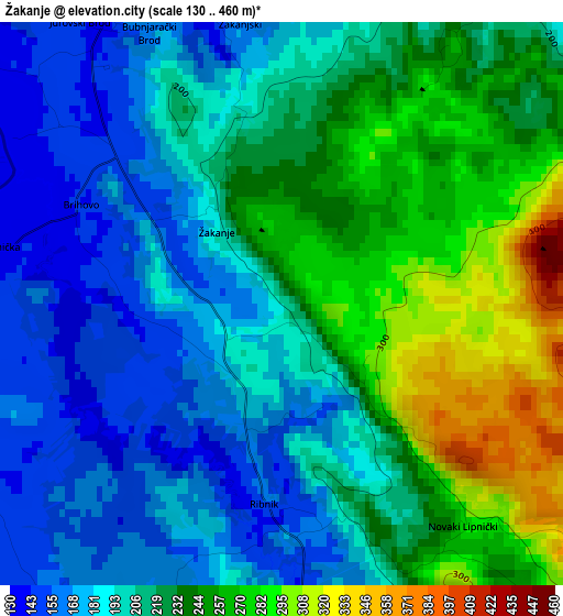 Žakanje elevation map