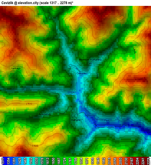 Cevizlik elevation map