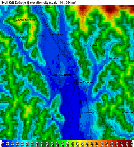 Sveti Križ Začretje elevation map