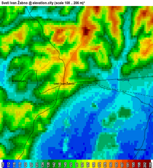 Sveti Ivan Žabno elevation map