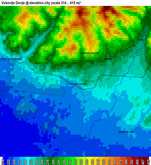 Vukovije Donje elevation map