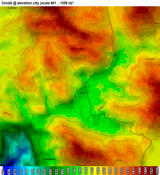 Cevizli elevation map