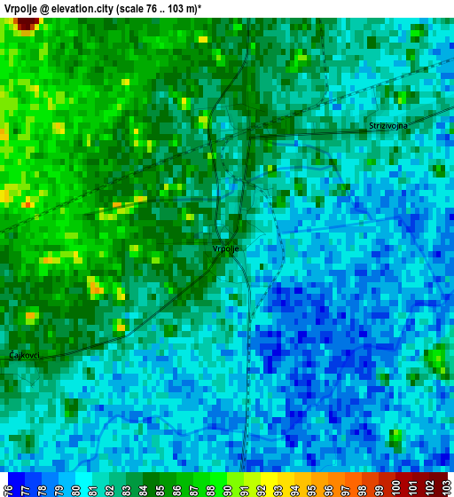 Vrpolje elevation map