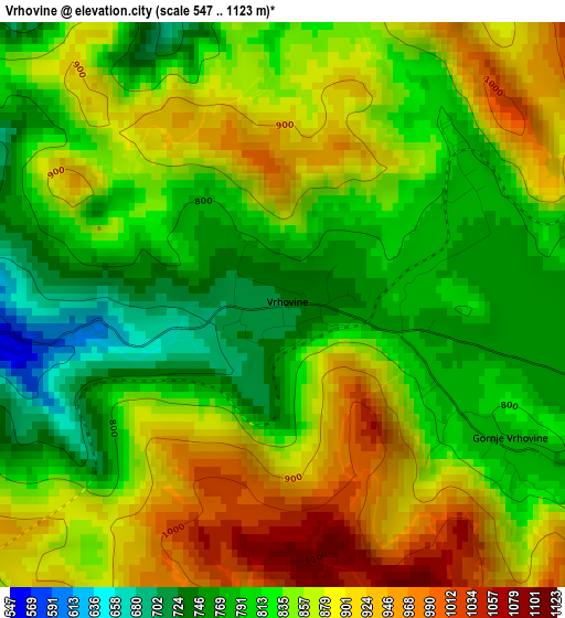 Vrhovine elevation map