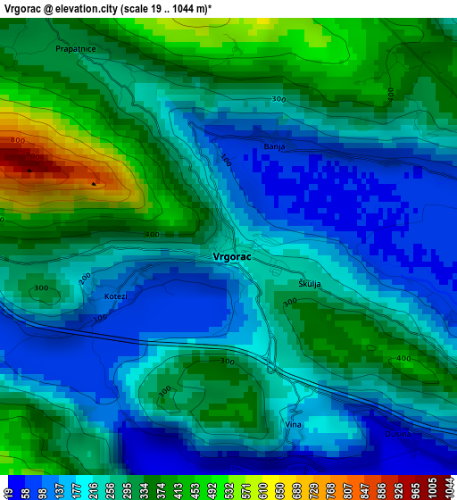 Vrgorac elevation map