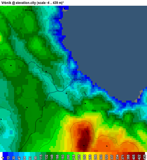 Vrbnik elevation map