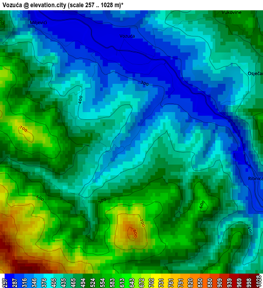 Vozuća elevation map