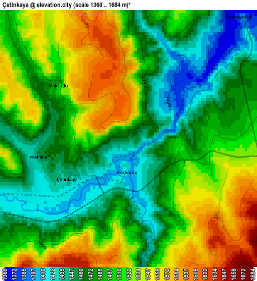 Çetinkaya elevation map