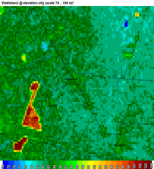 Vladislavci elevation map