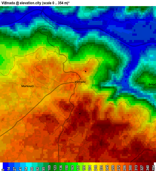 Vižinada elevation map