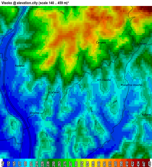 Visoko elevation map