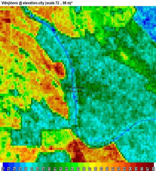 Višnjićevo elevation map