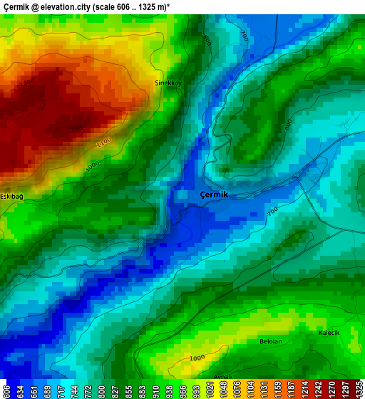 Çermik elevation map