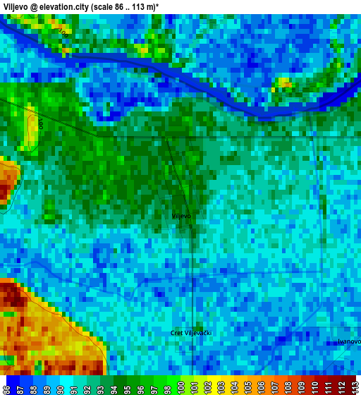 Viljevo elevation map