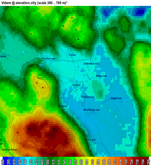 Videm elevation map