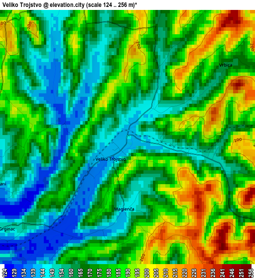 Veliko Trojstvo elevation map