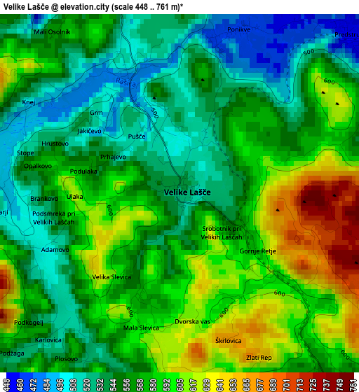 Velike Lašče elevation map