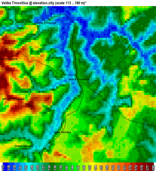 Velika Trnovitica elevation map