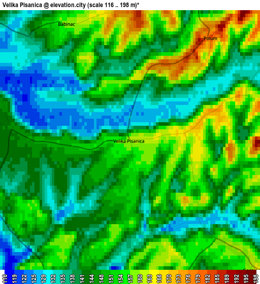 Velika Pisanica elevation map