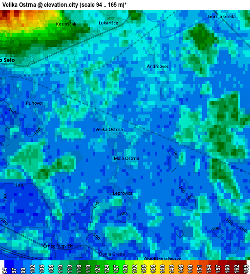 Velika Ostrna elevation map