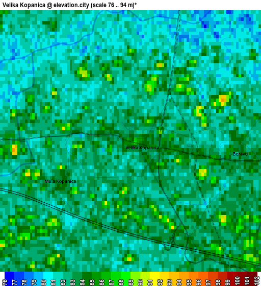 Velika Kopanica elevation map