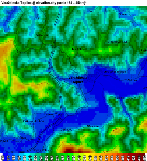 Varaždinske Toplice elevation map