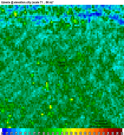 Uzveće elevation map