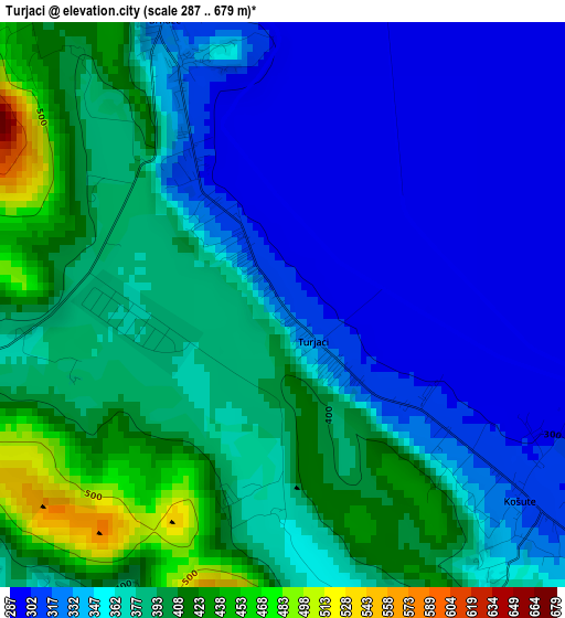 Turjaci elevation map