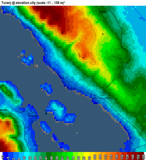 Turanj elevation map