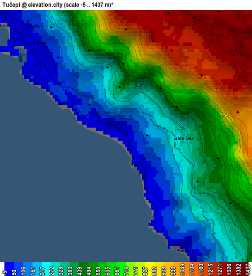 Tučepi elevation map