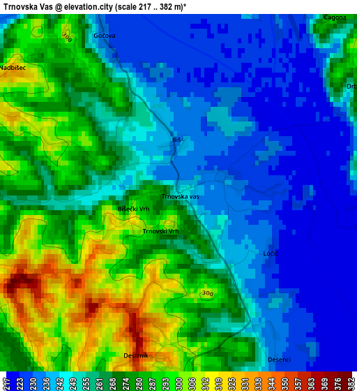 Trnovska Vas elevation map