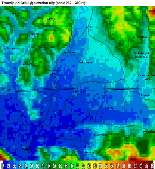 Trnovlje pri Celju elevation map