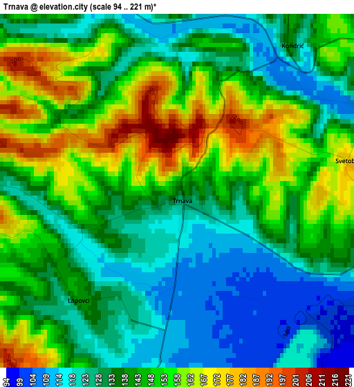 Trnava elevation map