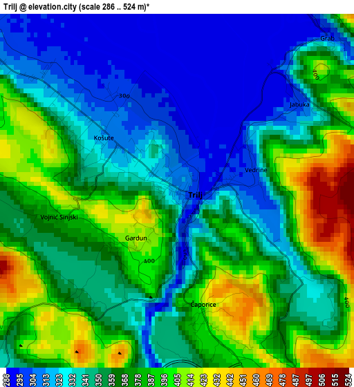 Trilj elevation map