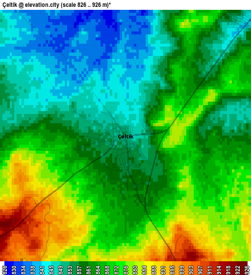 Çeltik elevation map