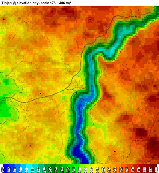 Tinjan elevation map